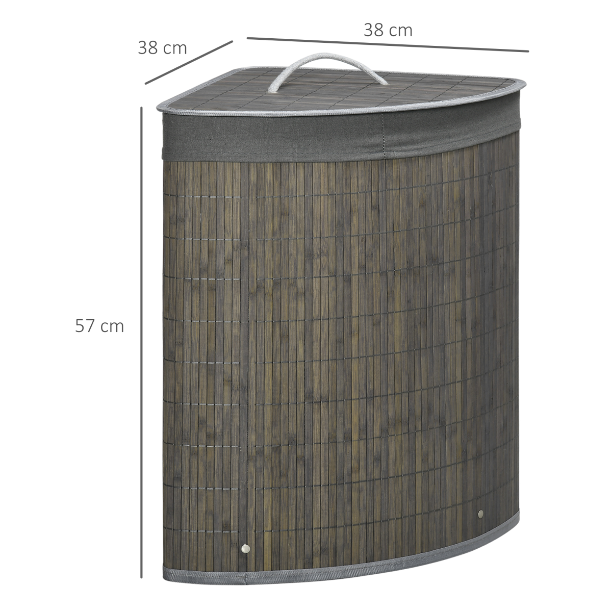 HOMCOM 55L Bamboo Corner Laundry Hamper with Removable Fabric Liner – Space-Saving Storage, Grey