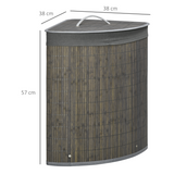HOMCOM 55L Bamboo Corner Laundry Hamper with Removable Fabric Liner – Space-Saving Storage, Grey