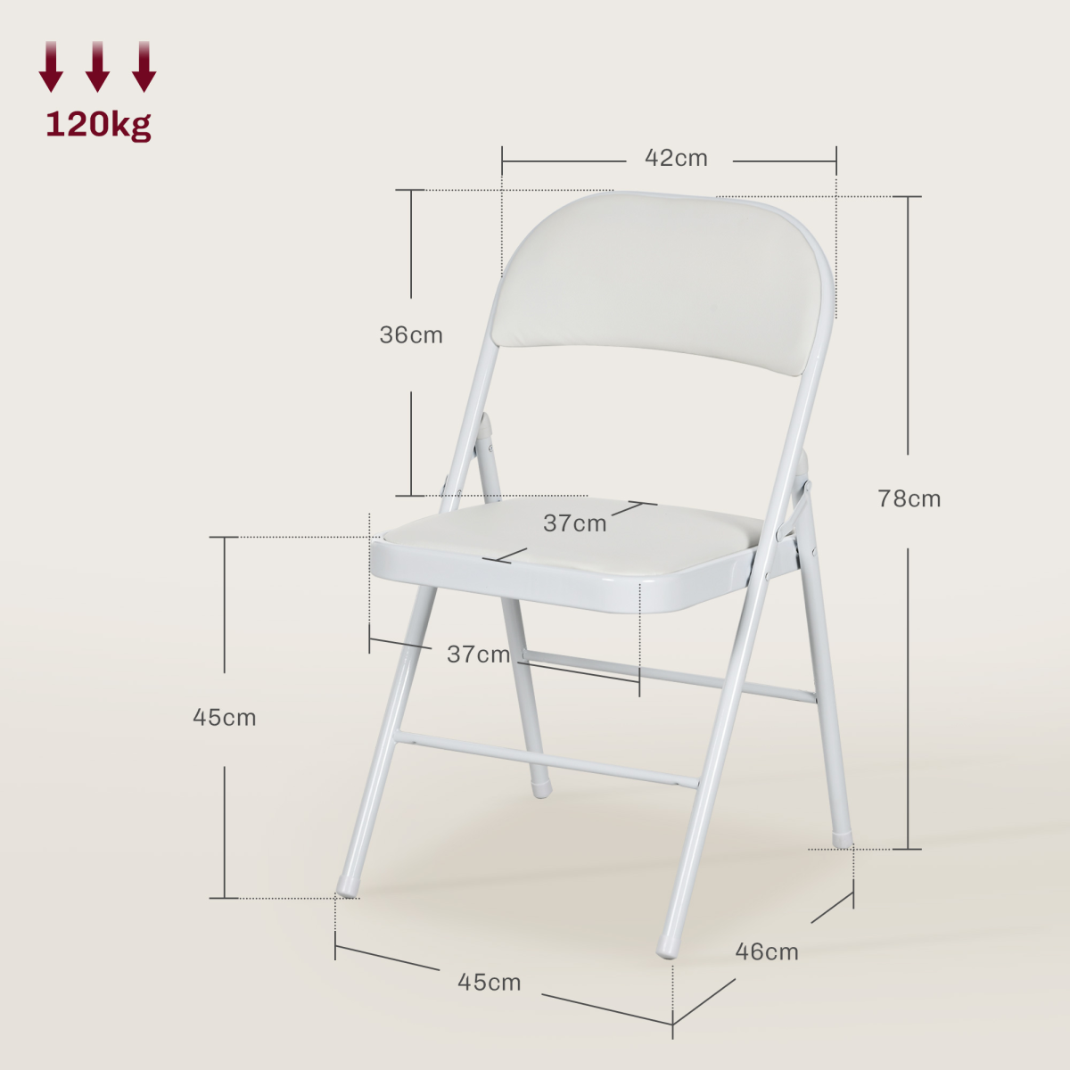 HOMCOM Padded Folding Chairs – 2 Pack, White