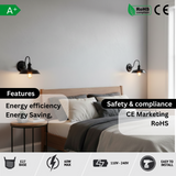 LEDSone E27 Swan Neck Wall Sconce with Built-In Toggle Switch – Industrial Vintage Wall Light