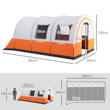 Outsunny 5-6 Man Family Camping Tent with Living & Sleeping Areas – 3000mm Waterproof, Cream/Orange