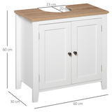 kleankin Pedestal Under-Sink Bathroom Cabinet with Double Doors – Space-Saving Storage for Small Bathrooms