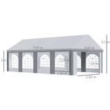 Outsunny 8 x 4m Party Tent Marquee Gazebo with Sides, Eight Windows & Two Zipped Doors – Steel Frame