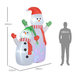 Outsunny 8ft Inflatable Christmas Snowman Family with Rotating LED Lights – Garden & Porch Decoration