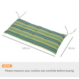 2 Piece Striped Patio Bench Swing Chair Cushion Set, 120 x 50cm – Double Seat Garden Cushions, Green