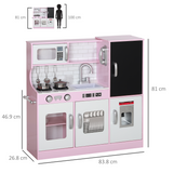 AIYAPLAY Play Kitchen with Toy Phone, Chalkboard, Sink and Ice Maker – Pretend Toy Kitchen Set, Pink