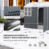 Outsunny 7 x 6ft Galvanised Steel Garden Shed with Window & 4 Vents – Outdoor Tool & Bike Storage, Dark Grey