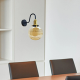 LEDSone Amber Glass Globe Wall Light with E27 Holder & Metal Back Plate – Modern Wall Sconce, Amber