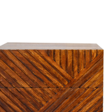 Artisan Furniture Solid Wood Lille Bedside Table with 2 Hand-Carved Drawers – Chestnut, Brown