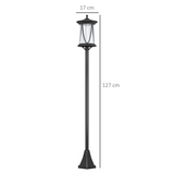 Outsunny 1.3m Solar LED Outdoor Street Light, IP44 Waterproof – Garden Pathway Lamp, Cool White, Black