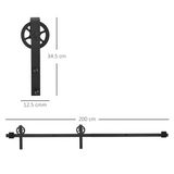 HOMCOM Sliding Barn Door Hardware Kit, 6.6ft – Carbon Steel Track for Doors up to 90kg