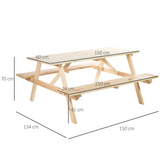 Outsunny 4-Seater Wooden Picnic Table Set with Parasol Cutout, Hand-Finished Fir Wood – Pub-Style Seating