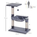 Pawhut 70cm Cat Tree with Sisal Scratching Posts, Hammock and Hanging Ball – Two-Tier Kitten Activity Centre
