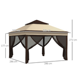 Outsunny 3x3m Pop Up Gazebo with UV30+ Canopy, Mesh Curtains & Adjustable Height – Garden Shelter, Beige