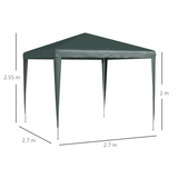 Outsunny Garden Gazebo Marquee Party Tent with Steel Frame, Ground Stakes and Guy Ropes – 2.7 x 2.7m, Green