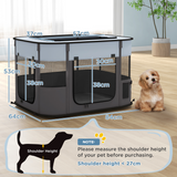 PawHut Portable Foldable Pet Playpen with Mesh Windows & Storage Bag – Dog, Rabbit & Kitten Run, Grey, 84cm