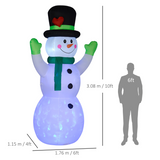 Outsunny 10ft Christmas Inflatable Snowman with Black Hat & Green Scarf – Outdoor Garden Decoration, White