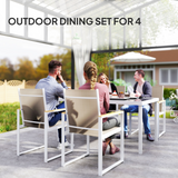 Outsunny 5-Piece Outdoor Dining Set with Tempered Glass Table & Chairs – Garden Patio Furniture