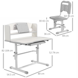 ZONEKIZ Height Adjustable Kids Desk and Chair Set with Drawer & Bookshelf – Tilting Study Desk, Grey