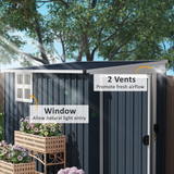 Outsunny 7.6x4ft Galvanised Steel Garden Storage Shed with Window, Vents & Lockable Door, Dark Grey