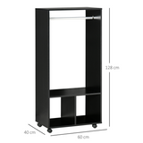 HOMCOM Black Open Wardrobe Clothes Rail with Shelves – Modern Hanging Storage
