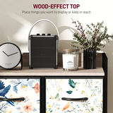 5-Drawer Fabric Chest of Drawers with Steel Frame & Wood-Effect Top – Foldable Drawer Storage Unit, White