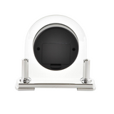 Widdop Arched Glass Mantel Clock with Silver Bezel, Baton Dial & Metal Stand – Contemporary Timepiece