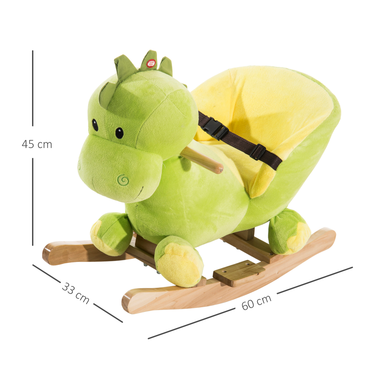 HOMCOM Kids Rocking Horse with 32 Songs, Plush Finish & Poplar Wood Frame – Ride-On Toy for Ages 18+ Months, Green