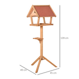 PawHut Wooden Bird Feeder Stand with 2 Platforms and Nesting Hole – Weather Resistant Garden Bird House
