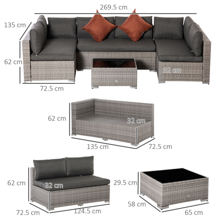 Outsunny Rattan Patio Sofa Set cushion detail