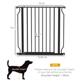 PawHut Wide Pressure-Fit Dog Stair Gate with Door, 75–85cm Adjustable Width, Black