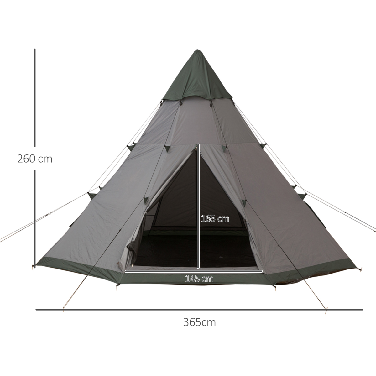 Outsunny 6–7 Person Tipi Camping Tent with Mesh Windows & Carry Bag – Large Family Party Tent