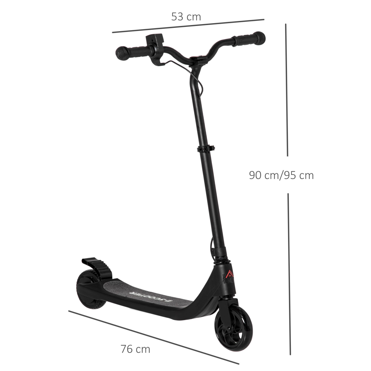 HOMCOM Kids Electric Scooter, 120W with Battery Level Display & Rear Brake – E-Scooter for Ages 6+, Black