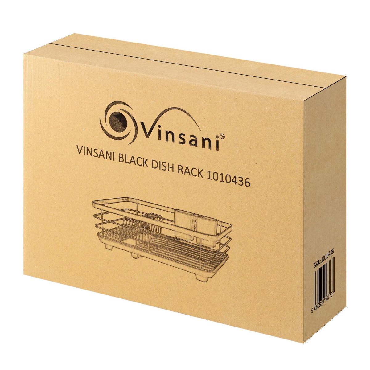 Vinsani Stainless Steel Dish Rack with Rotating Drainage Tube & Utensil Holder – Space-Saving Drainer