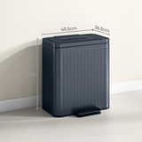 HOMCOM 2 x 20L Double Pedal Bin with Soft-Close Lid and Removable Inner Buckets – Kitchen Rubbish Bin, Black