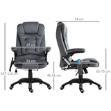 Executive Reclining Office Chair with Heated Massage, Padded Headrest & Swivel Base – Home Office, Grey