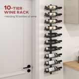 HOMCOM Wall Mounted Wine Rack for 10 Bottles – 10-Tier Powder Coated Steel Horizontal Storage, Black