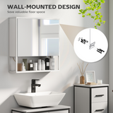 Wall Mounted Bathroom Mirror Cabinet with Soft-Close Doors & Adjustable Shelf – Storage Cupboard, White