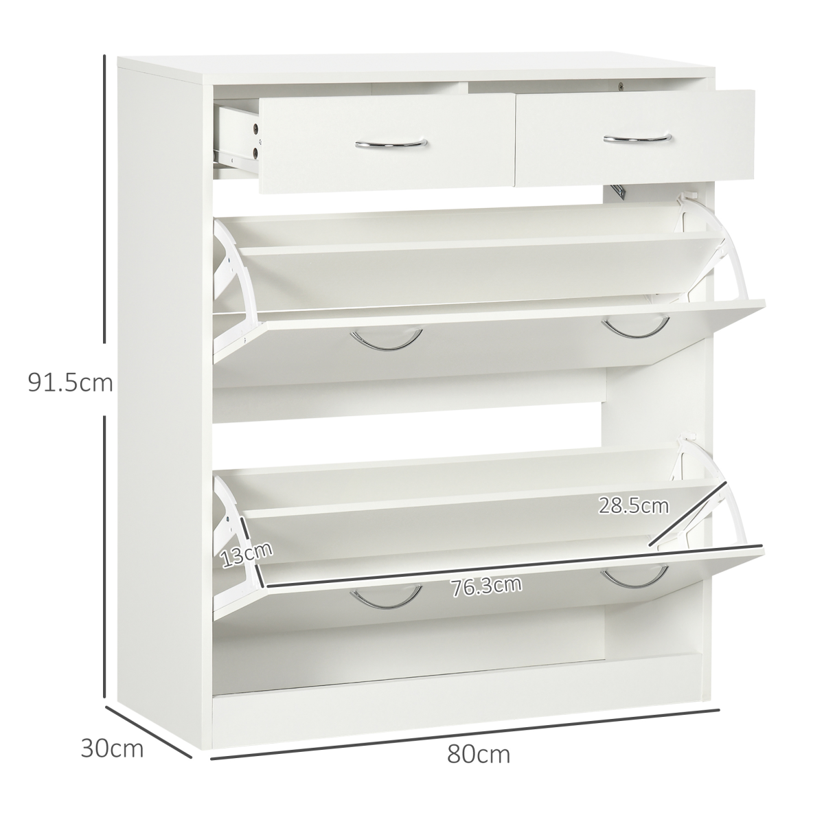 HOMCOM Slim Shoe Cabinet with 2 Flip Drawers, 12 Pairs – Tall Space-Saving Hallway Storage, White