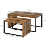 HOMCOM Set of 2 Coffee & Side Tables – Modern Nesting Living Room and Bedroom Tables