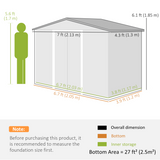 Outsunny Galvanised Steel Corner Garden Shed with Lockable Double Doors, Vents & Floor Foundation – Tool Storage, Brown