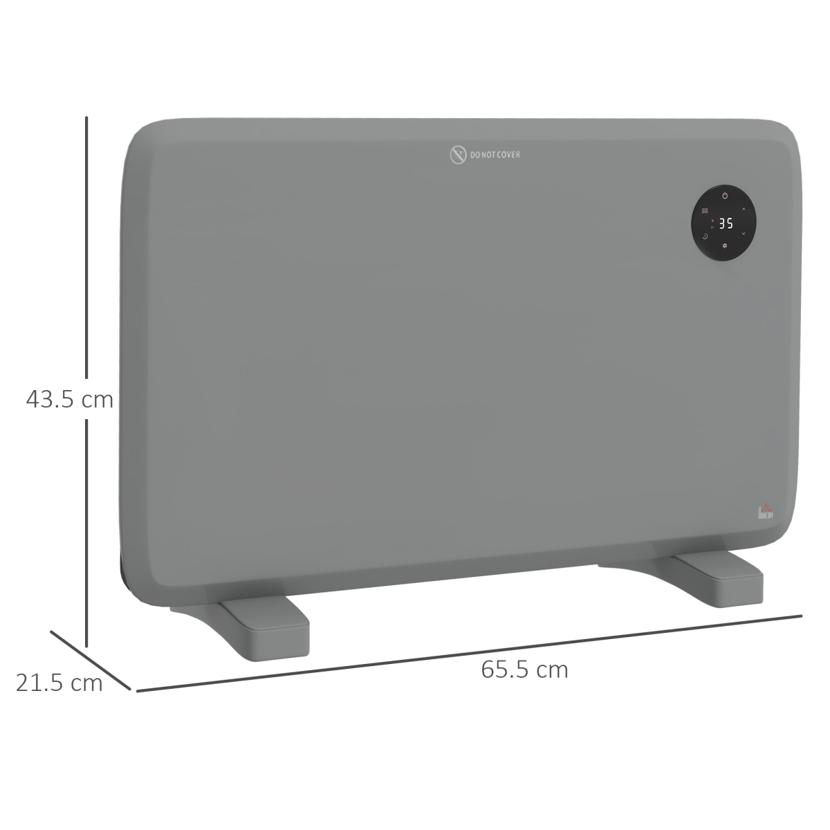 HOMCOM 1200W Quiet Electric Convector Heater with LED Display – Freestanding or Wall-Mountable, Grey