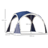 Outsunny 3.5 x 3.5M Dome Gazebo Party Tent with Open Shell & Top Hook – Event Shelter, Blue & Grey