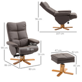 Faux Leather Recliner Chair with Storage Ottoman Footrest & Wipe-Clean Upholstery – Living Room Lounger, Brown