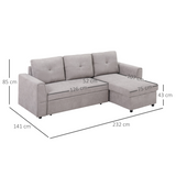 HOMCOM L-Shaped Sofa Bed under-seat storage compartment