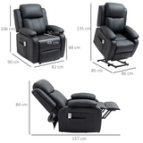 HOMCOM Electric Power Lift Recliner Chair with Vibration Massage & Side Pocket – Riser Armchair, Black
