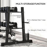 SPORTNOW 3-Tier Weight Rack for Dumbbells, Kettlebells, Plates & Barbells, 200kg Capacity – Home Gym, Black