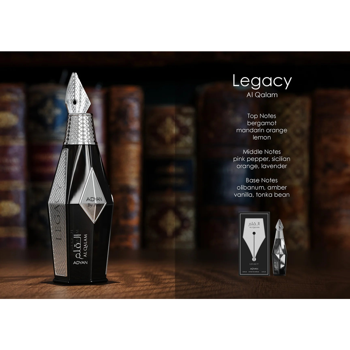 Adyan Al Qalam Legacy - Extrait de Parfum 100ml – Fresh & Citrus, Gourmand Fragrance, Unisex