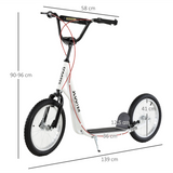 HOMCOM Kids Kick Scooter with Adjustable Handlebar, Dual Brakes & Inflatable Rubber Tyres – Ages 5+