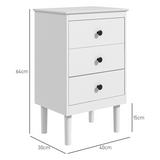 HOMCOM Set of 2 White Bedside Tables with 3 Drawers Each – Bedroom Storage Cabinets with Anti-Tip Straps